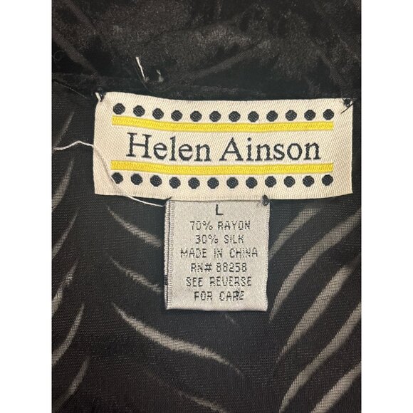 Helen Ainson Black Burnout Velvet Open Front Jacket Long Sleeve Size L - Picture 8 of 12